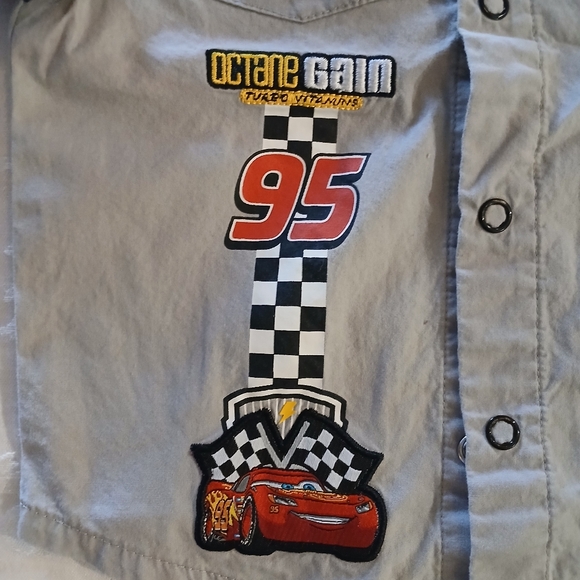 Disney Cars Gray and Red Shirt with Checkered Collar - Picture 6 of 6